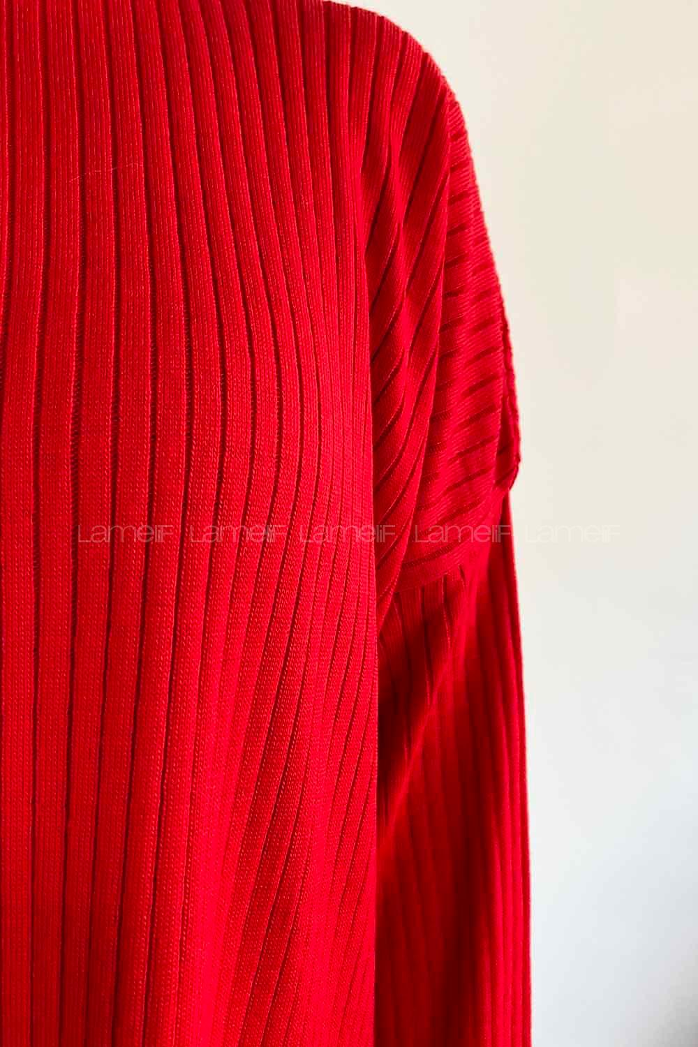 Red Mock Turtle Neck Knitwear Tunic