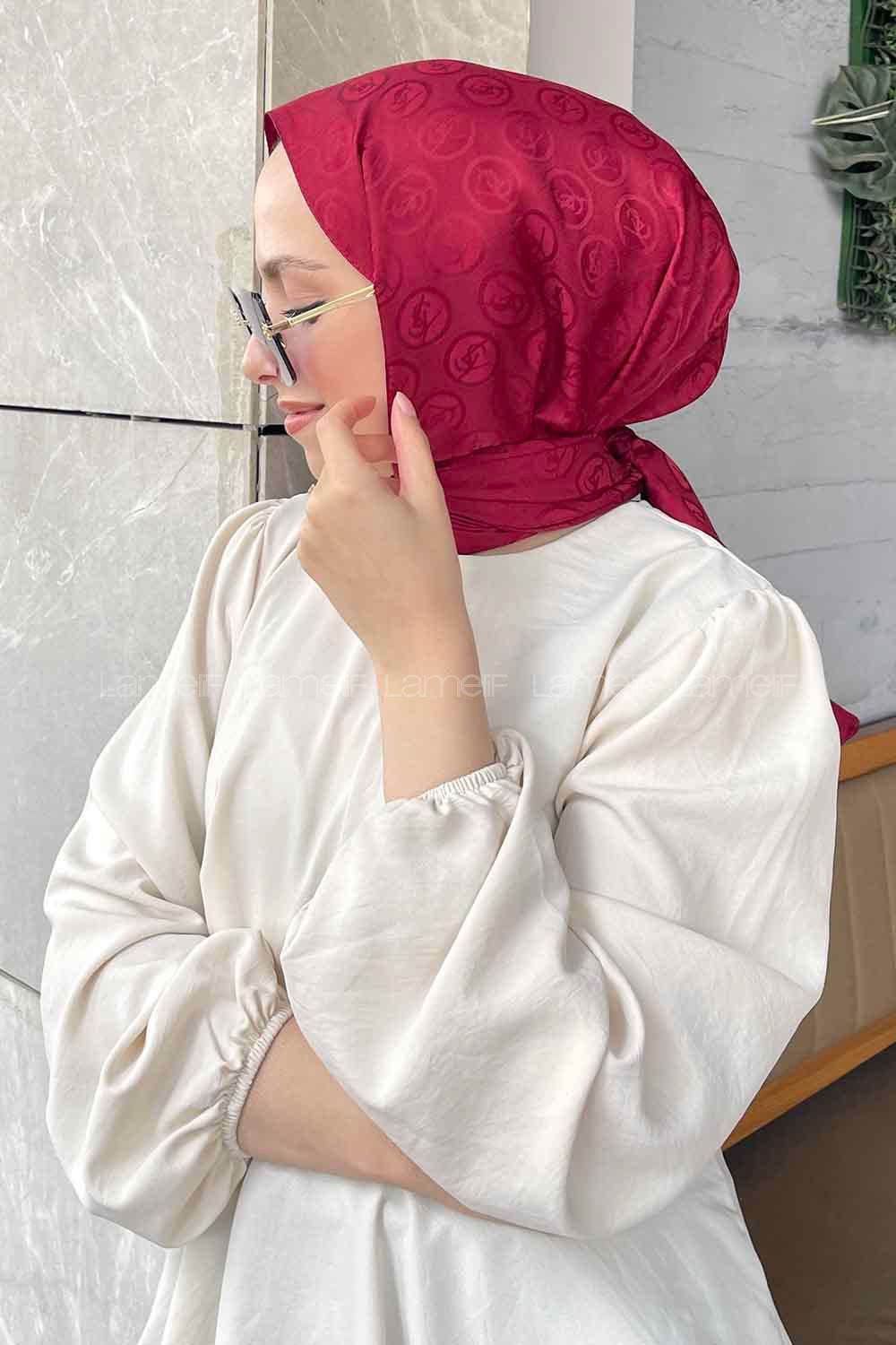 Lamelif LSY Desen Jakar Serisi Şal Bordo