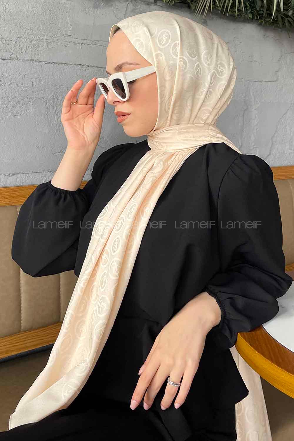 Lamelif LSY Desen Jakar Serisi Şal Ekru