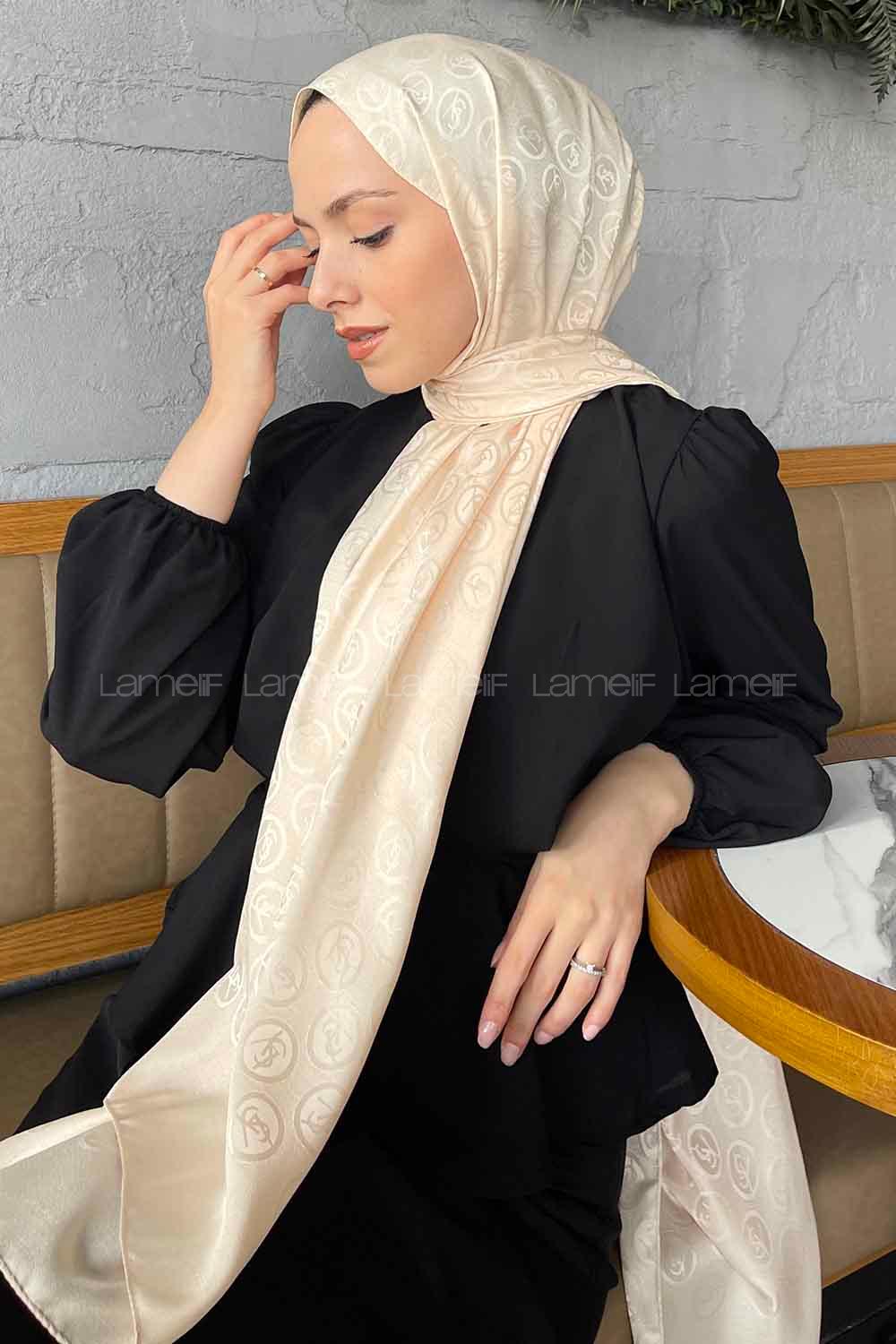 Lamelif LSY Desen Jakar Serisi Şal Ekru