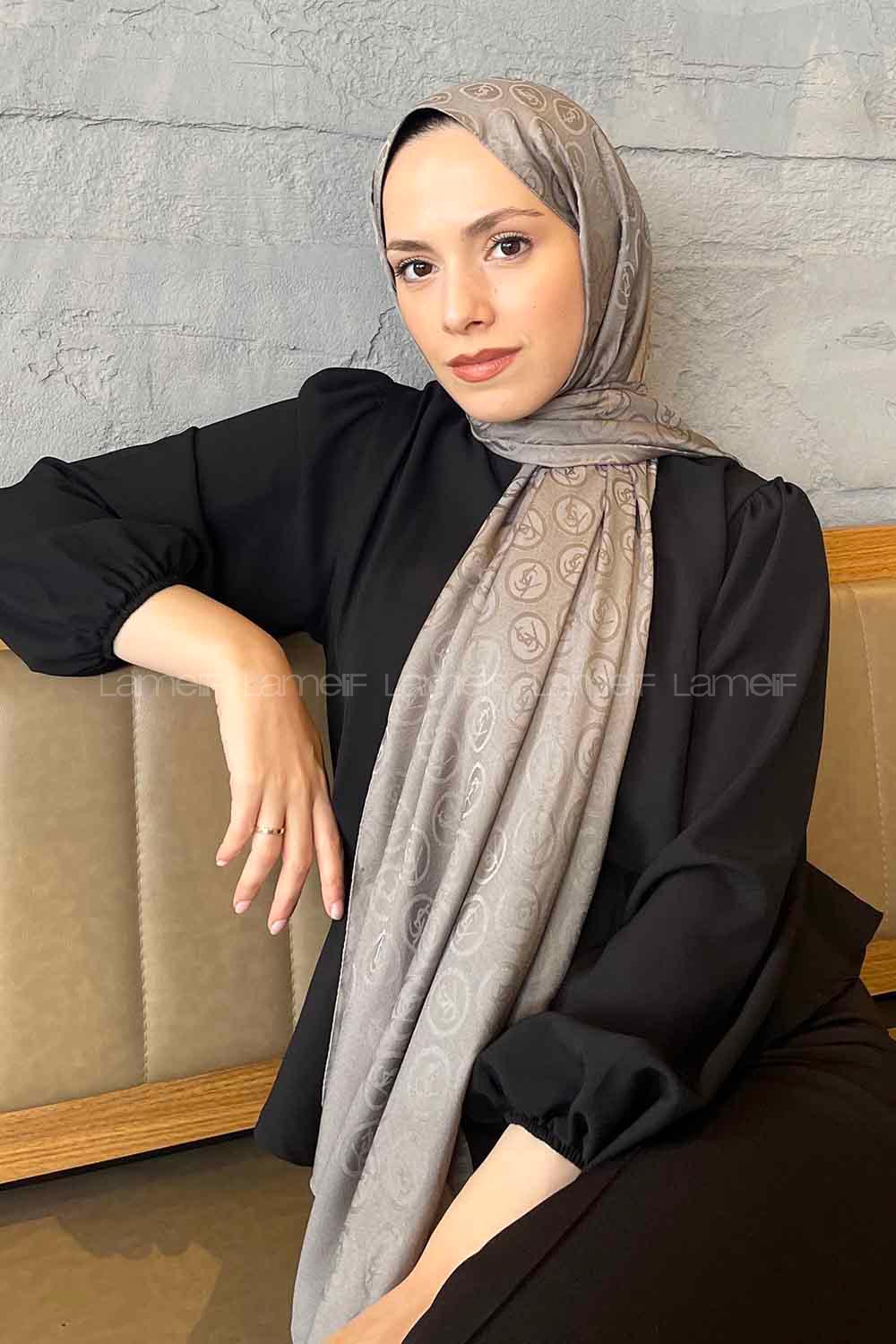 Lamelif LSY Desen Jakar Serisi Şal Füme