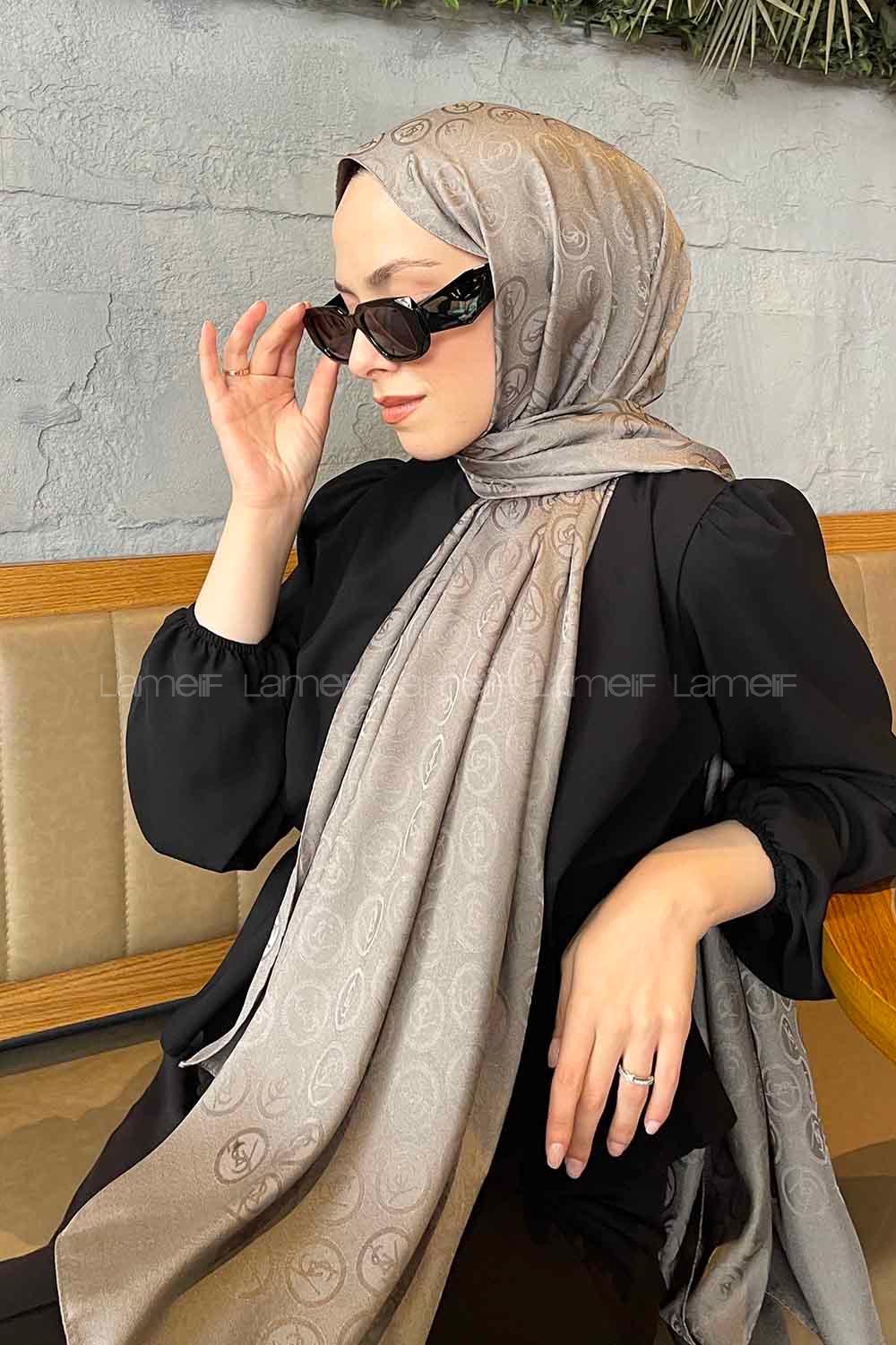 Lamelif LSY Desen Jakar Serisi Şal Füme