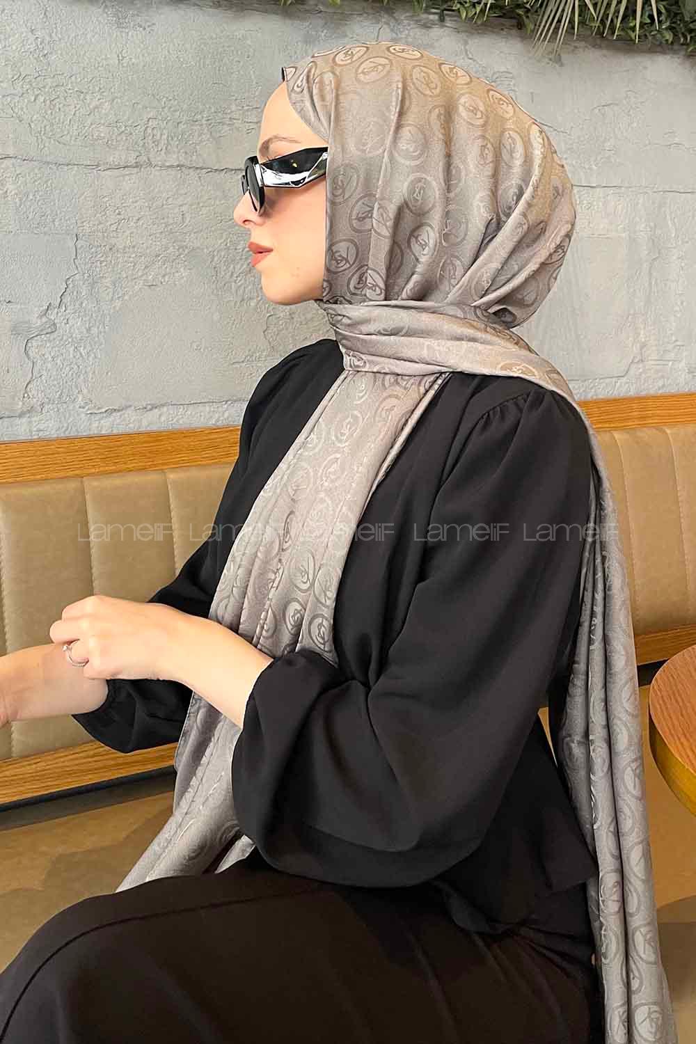 Lamelif LSY Desen Jakar Serisi Şal Füme