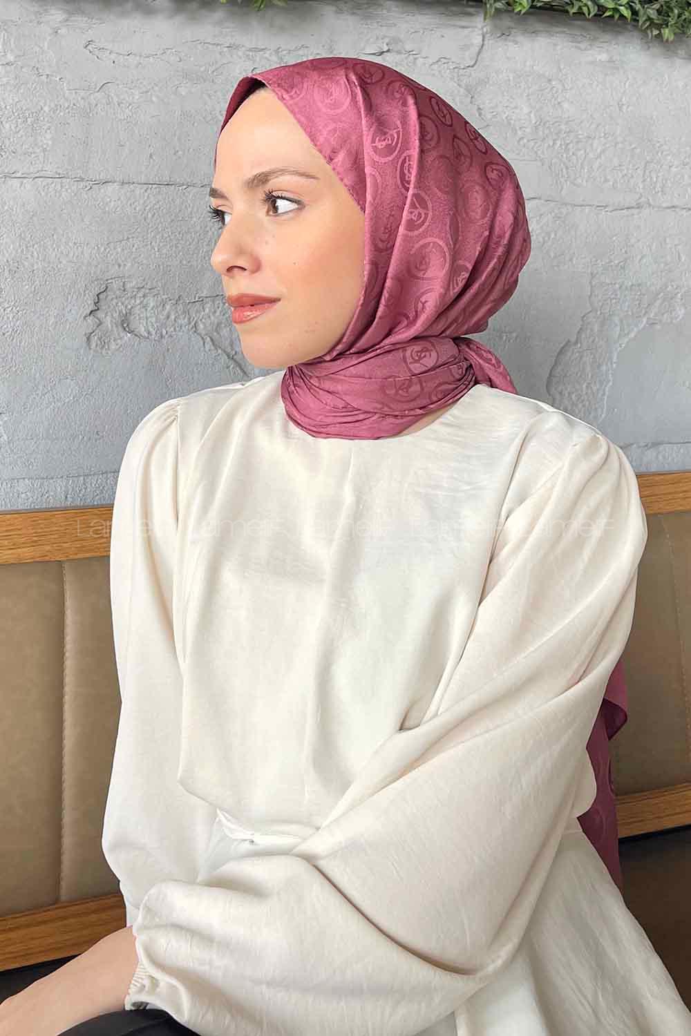 Lamelif LSY Desen Jakar Serisi Şal Gül Kurusu