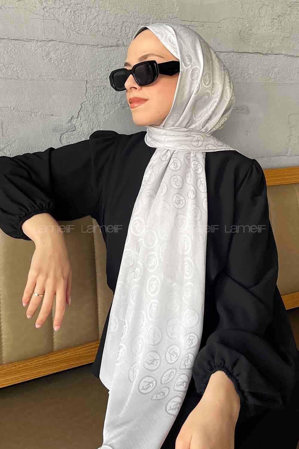 Silver Viscose Fabric Printed Shawl