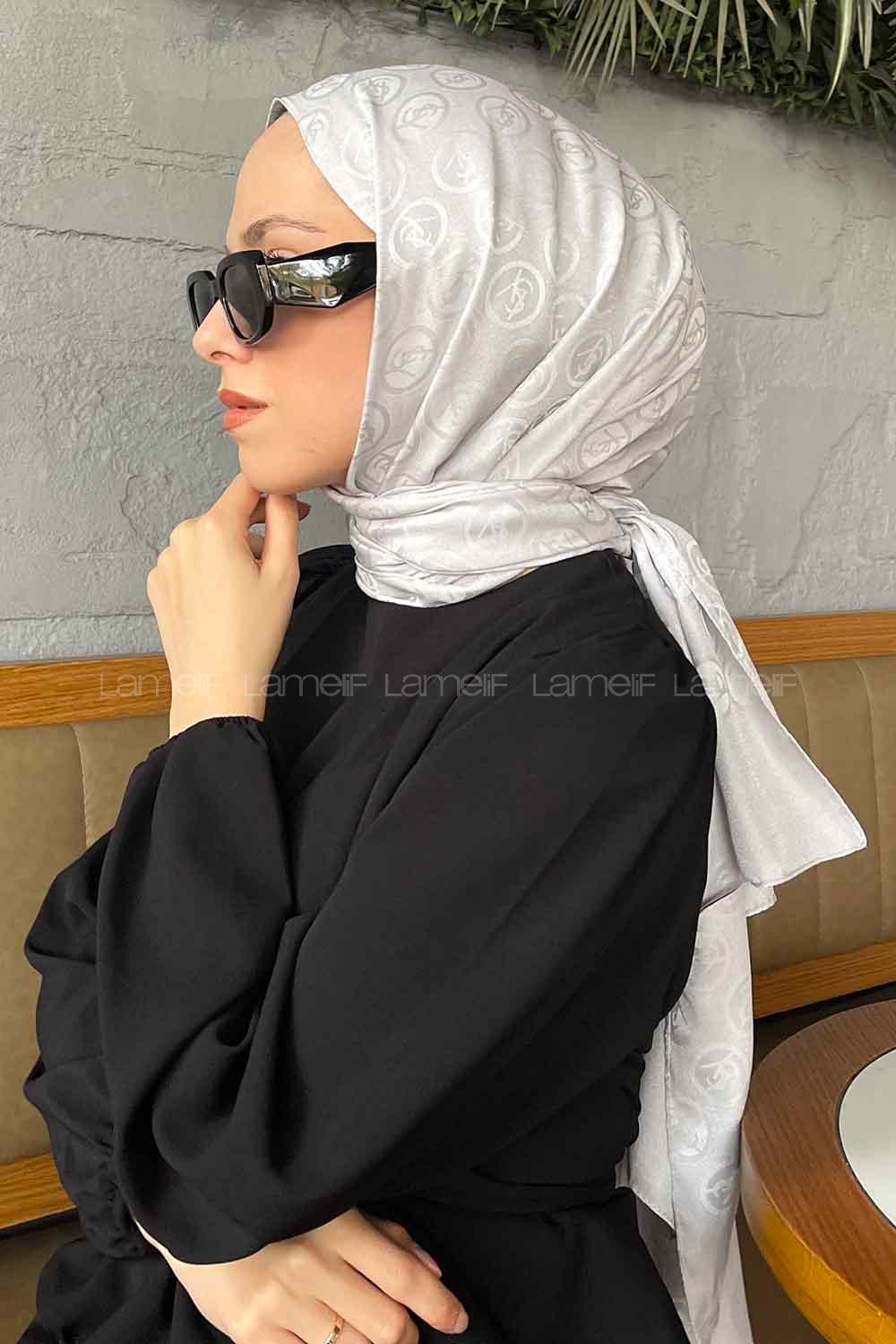 Silver Viscose Fabric Printed Shawl