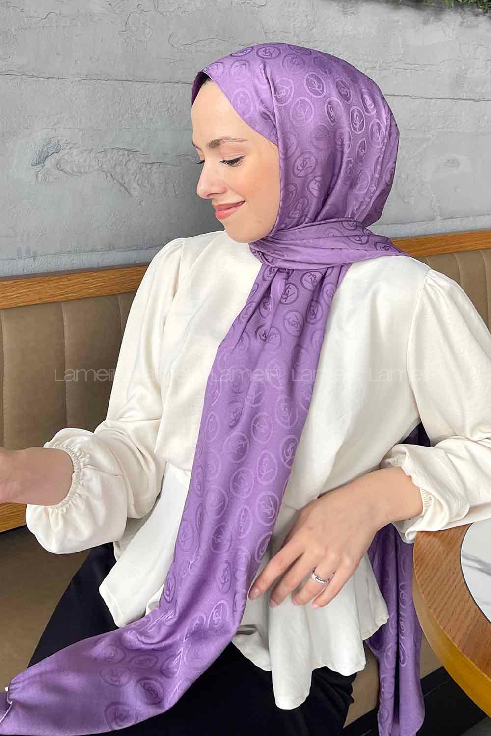 Lamelif LSY Desen Jakar Serisi Şal Lila