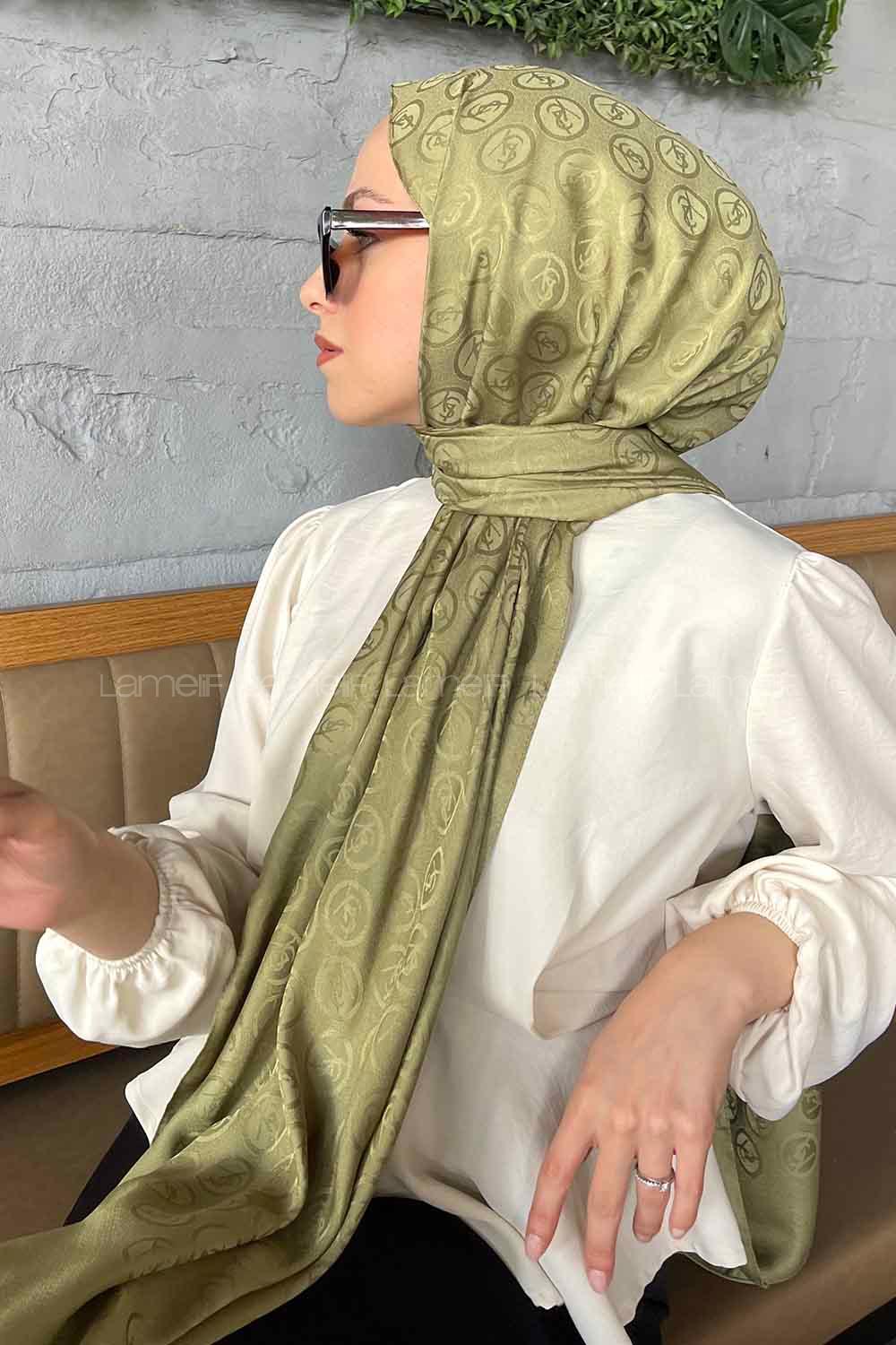 Lamelif LSY Desen Jakar Serisi Şal Mint Yeşili