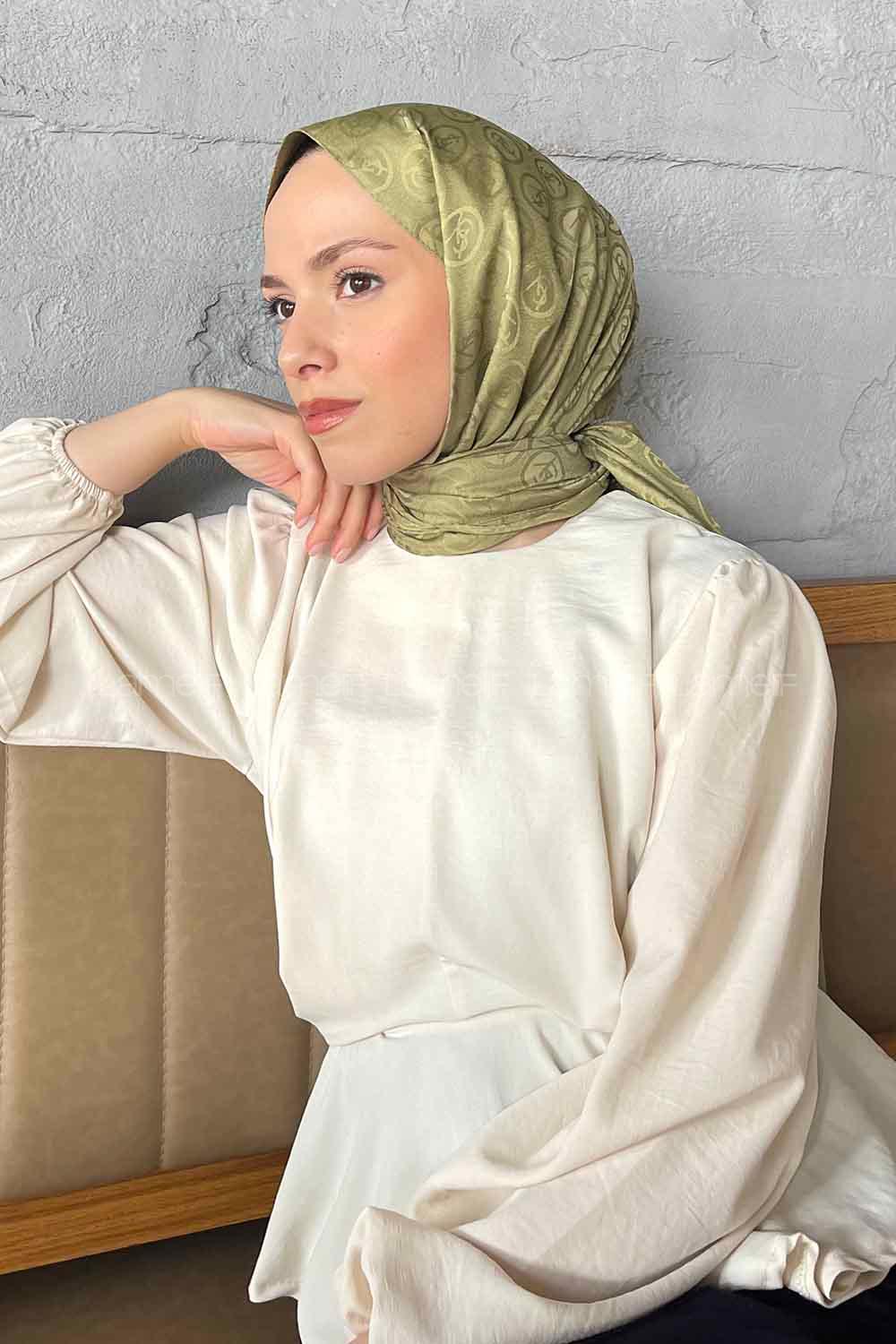 Lamelif LSY Desen Jakar Serisi Şal Mint Yeşili