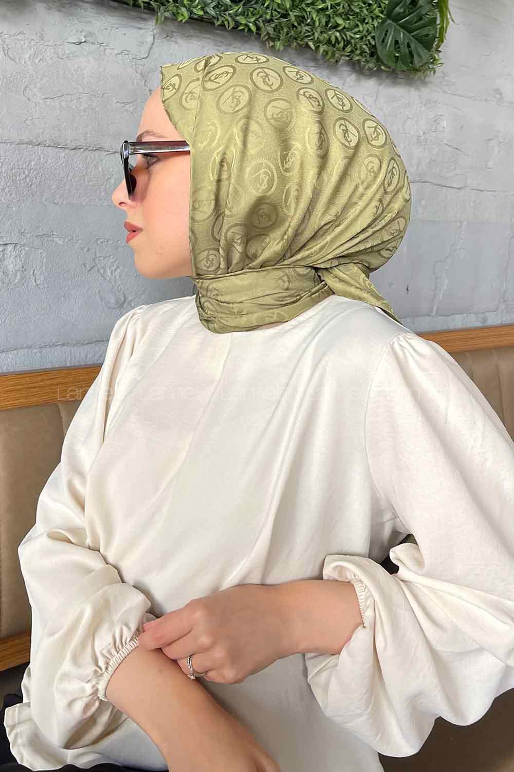 Lamelif LSY Desen Jakar Serisi Şal Mint Yeşili