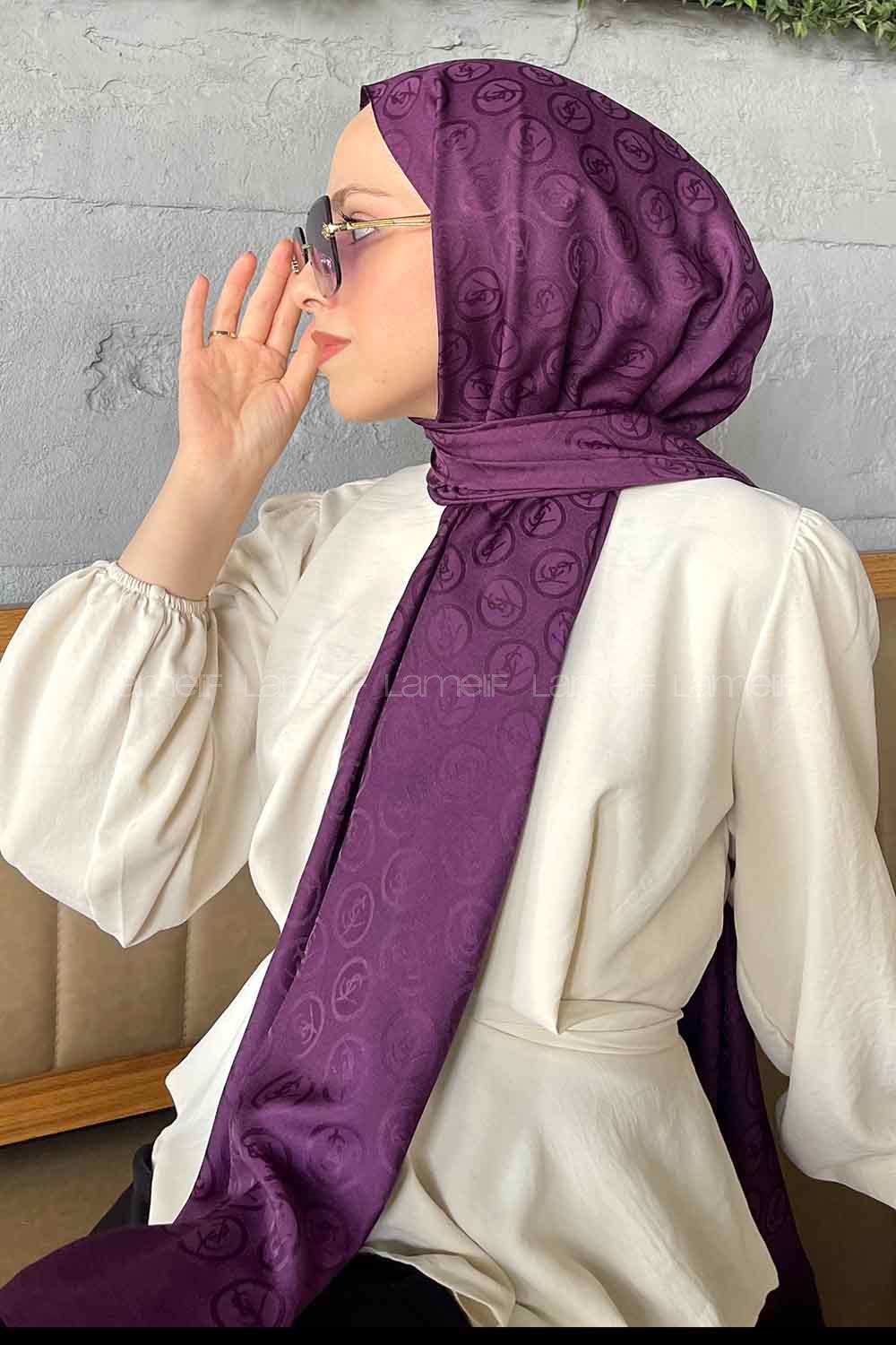 Lamelif LSY Desen Jakar Serisi Şal Mürdüm