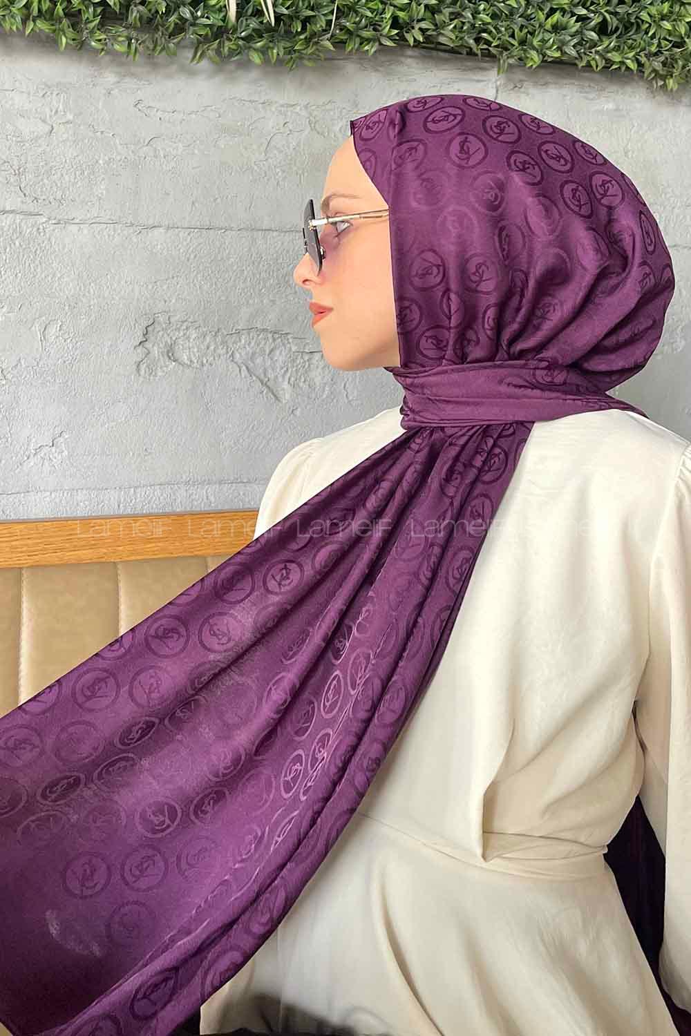 Lamelif LSY Desen Jakar Serisi Şal Mürdüm