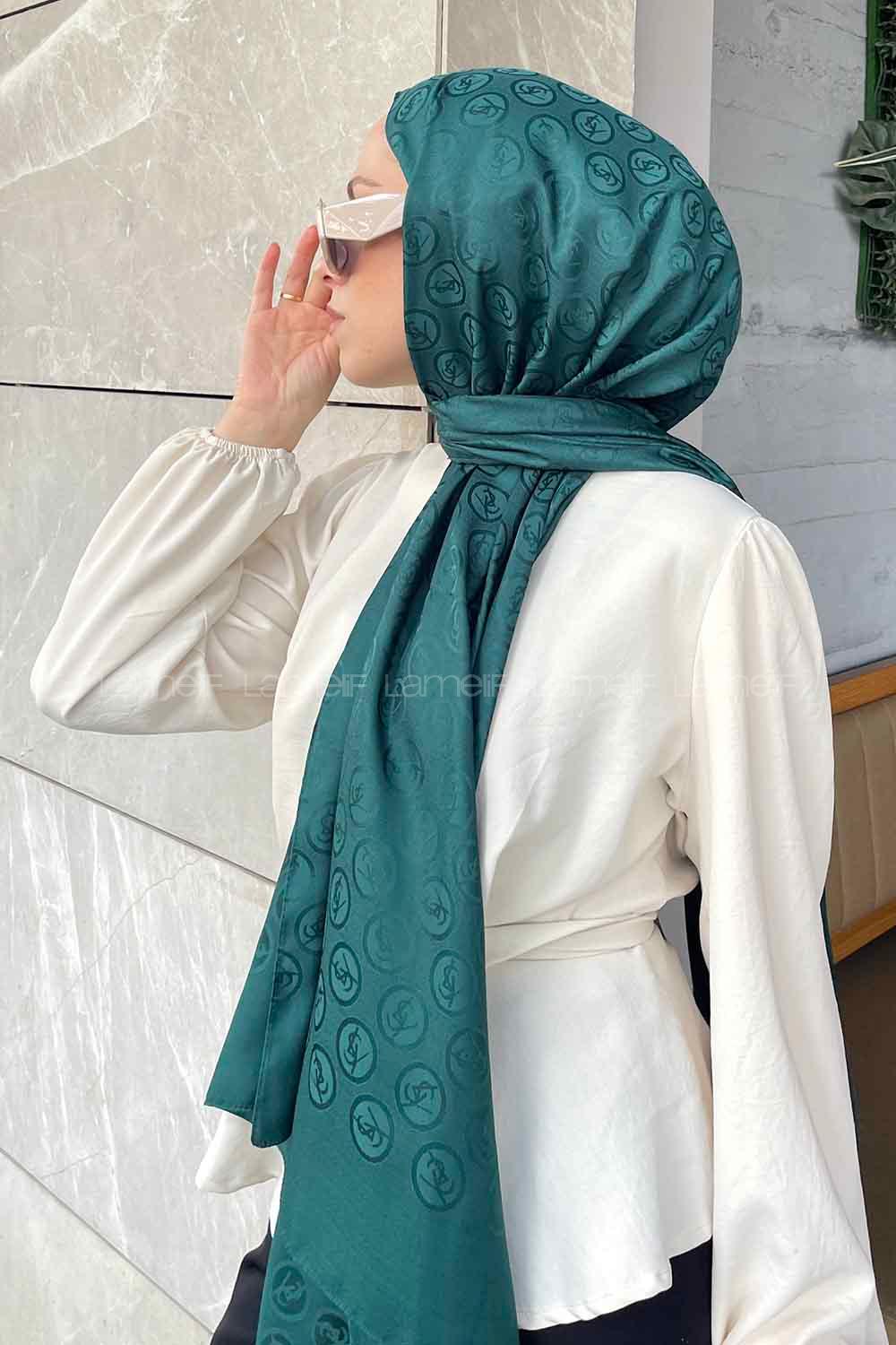 Oil Green Viscose Fabric Printed Shawl