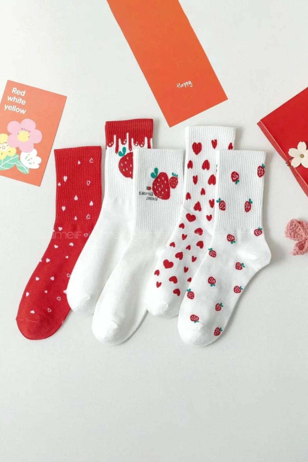 Lamelif 5li Çilek Kolej Çorap