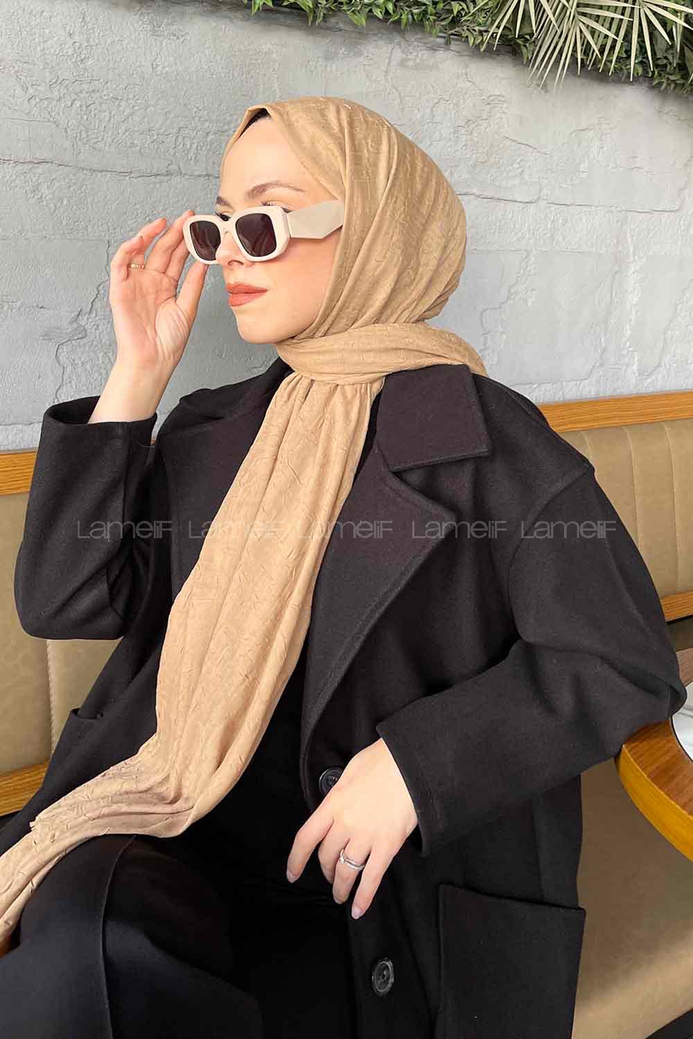 Lamelif Bambu Şal Koyu Bej