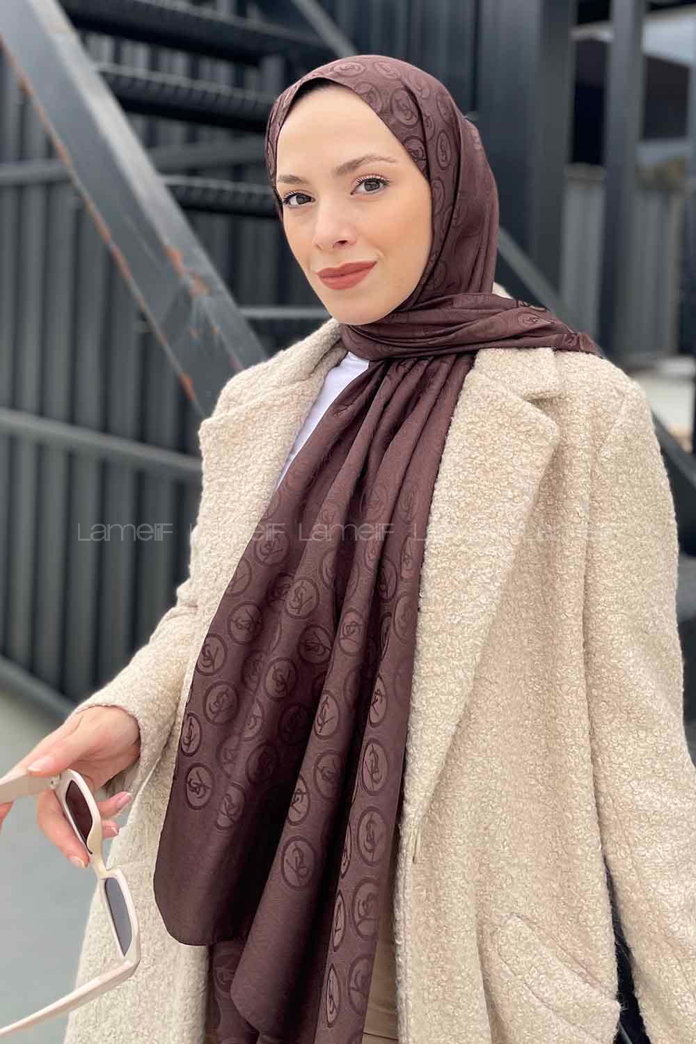 Lamelif LSY Desen Jakar Serisi Şal Acı Kahve