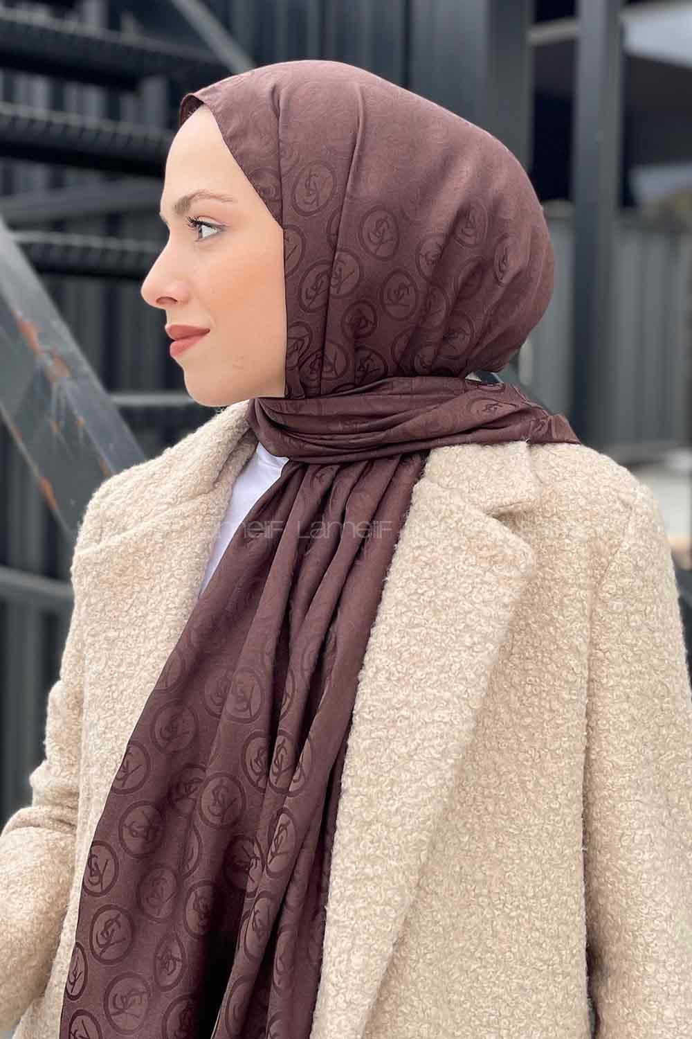 Lamelif LSY Desen Jakar Serisi Şal Acı Kahve