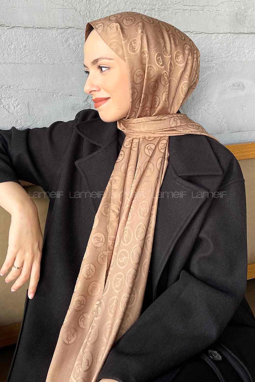 Lamelif LSY Desen Jakar Serisi Şal Sütlü Kahve