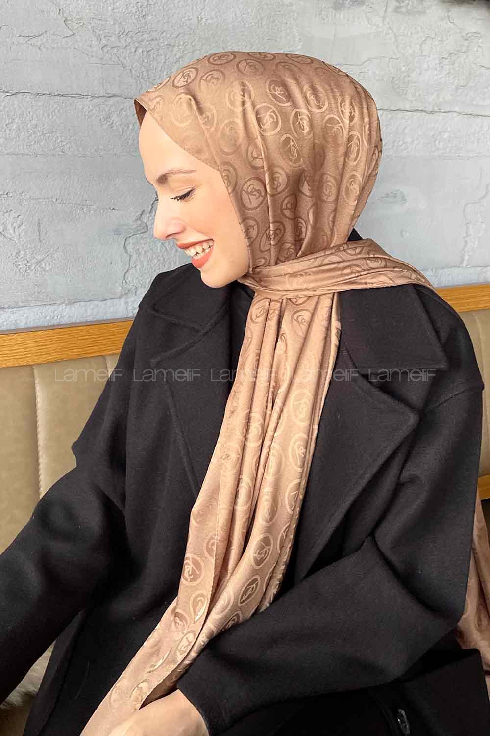 Lamelif LSY Desen Jakar Serisi Şal Sütlü Kahve