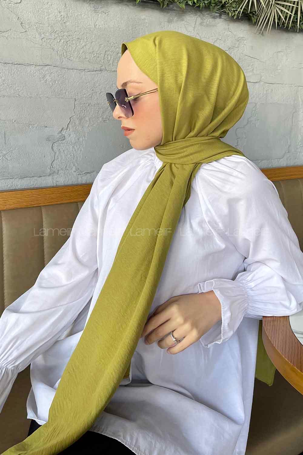 Oil Green Cotton Fabric Straight Shawl