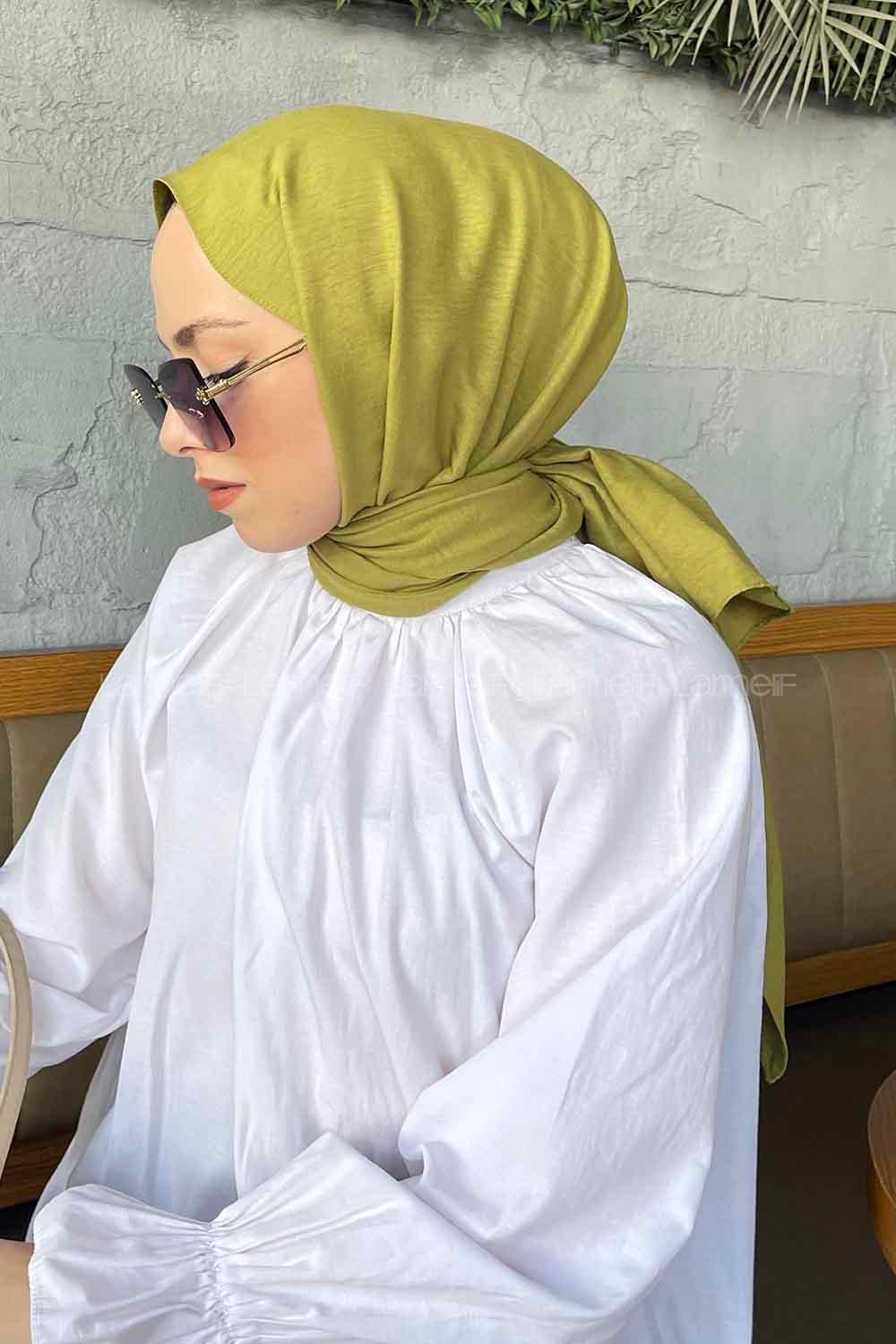 Oil Green Cotton Fabric Straight Shawl