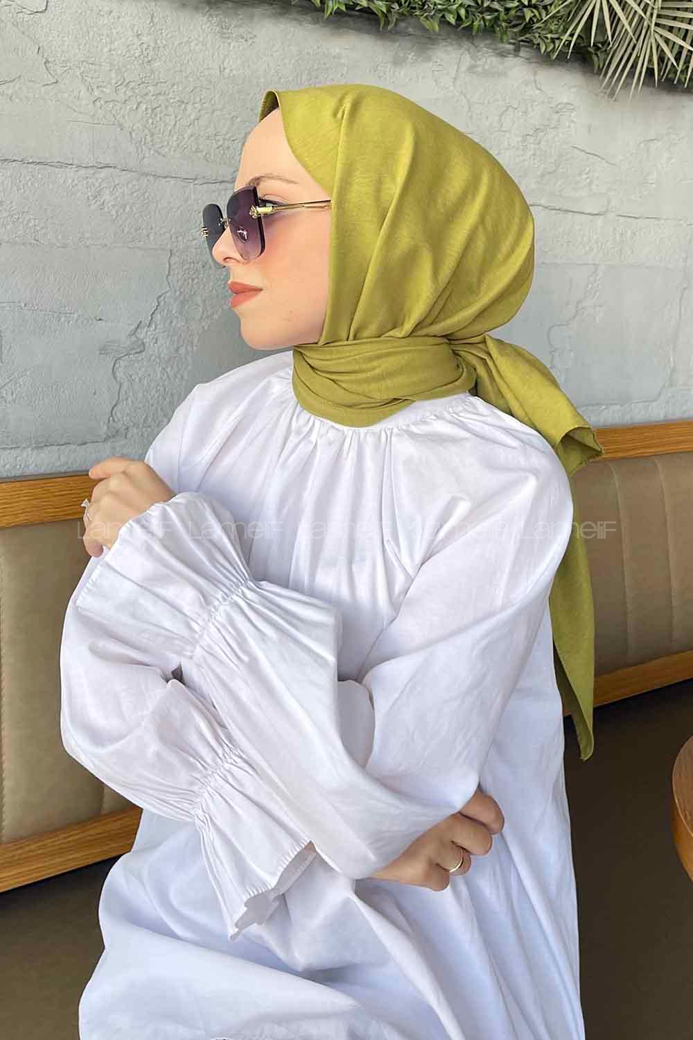 Oil Green Cotton Fabric Straight Shawl