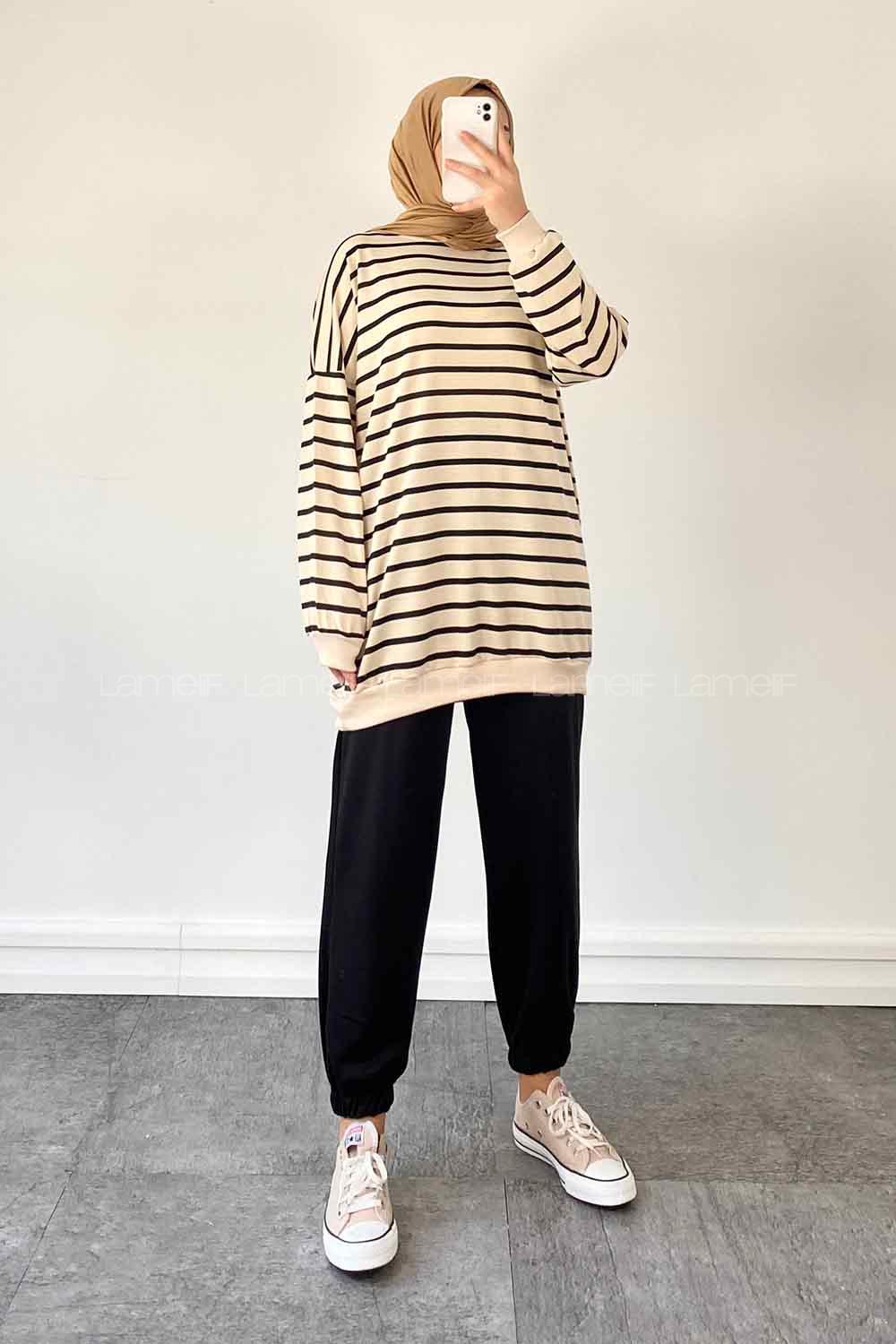 Black Crew Neck Long Arm Without Accessories Combed Fabric Elastic Trousers Suit