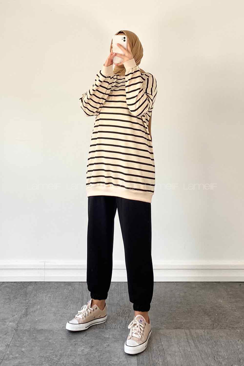 Black Crew Neck Long Arm Without Accessories Combed Fabric Elastic Trousers Suit