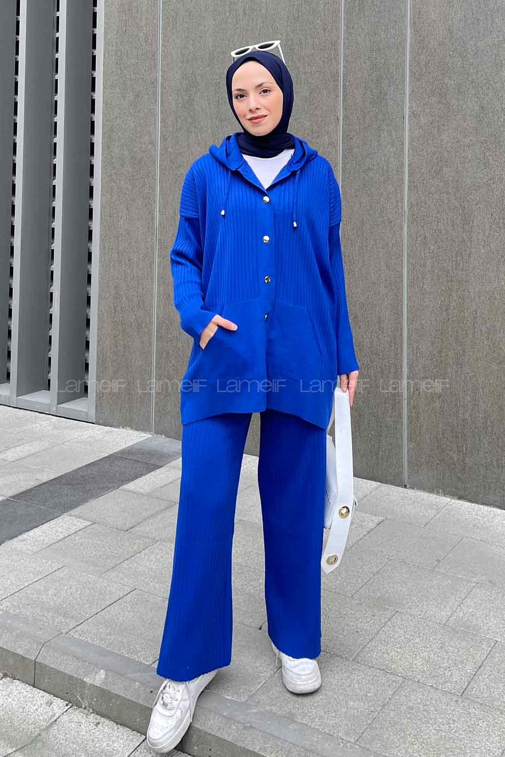 Saxe Hood Neck Long Arm Knitwear Comfortable Suit