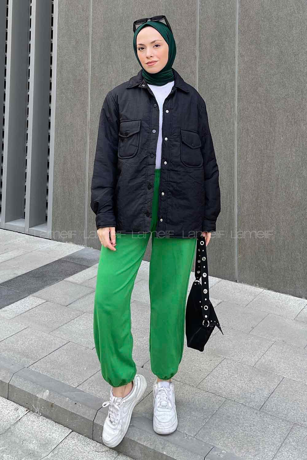 Modalamelif Rogers Mat Görünümlü Çıtçıtlı Mont Siyah