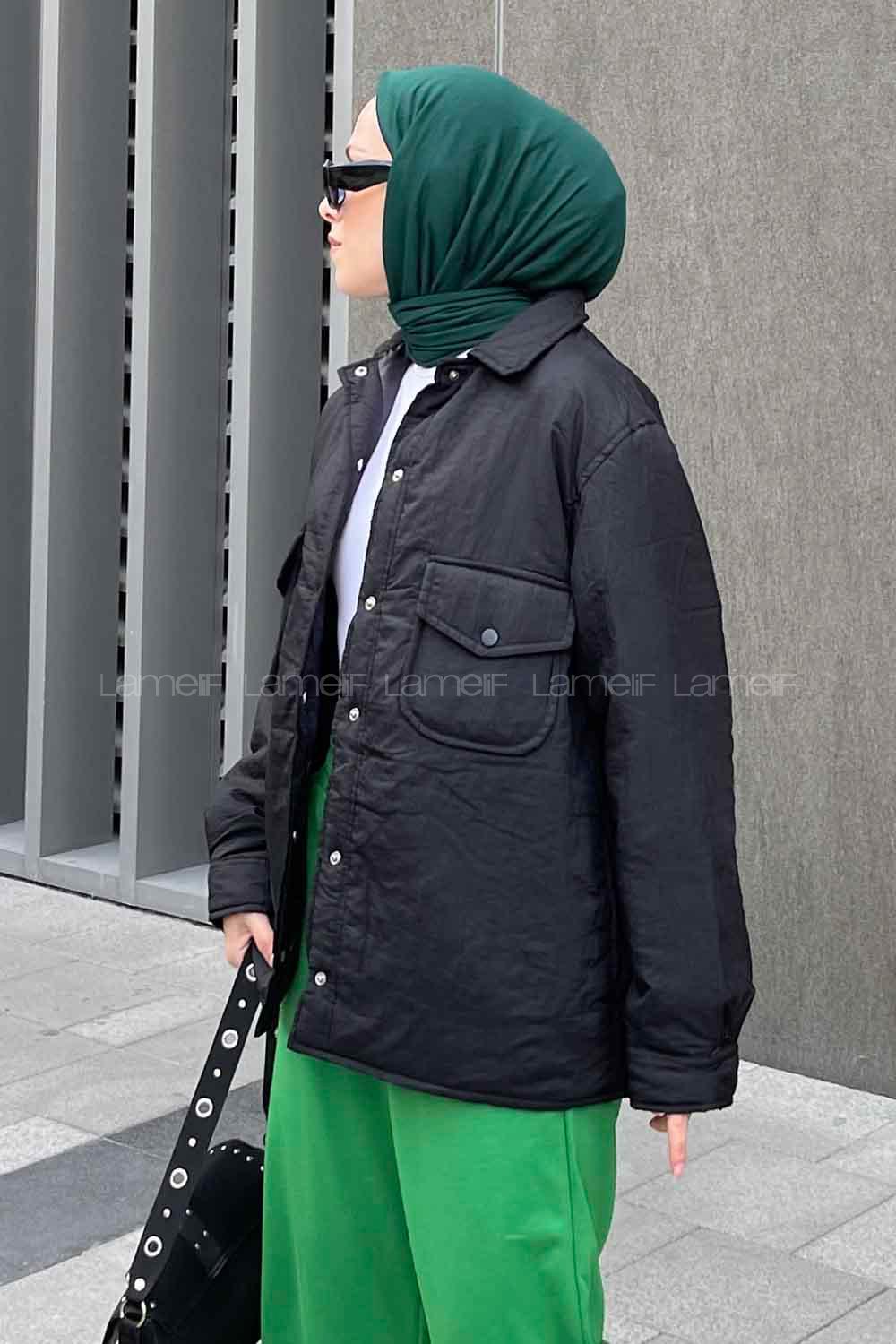 Modalamelif Rogers Mat Görünümlü Çıtçıtlı Mont Siyah