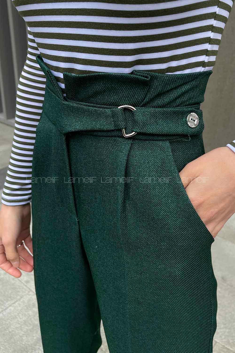 Emerald Green Linen High Waist Linen Pants
