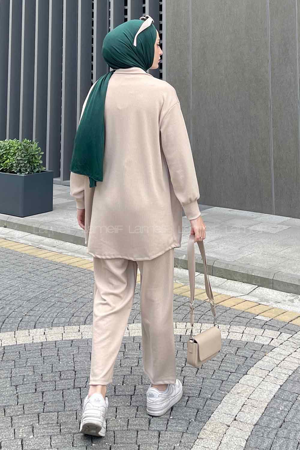 Modalamelif Emma Fitilli Gömlek Takım Taş rengi