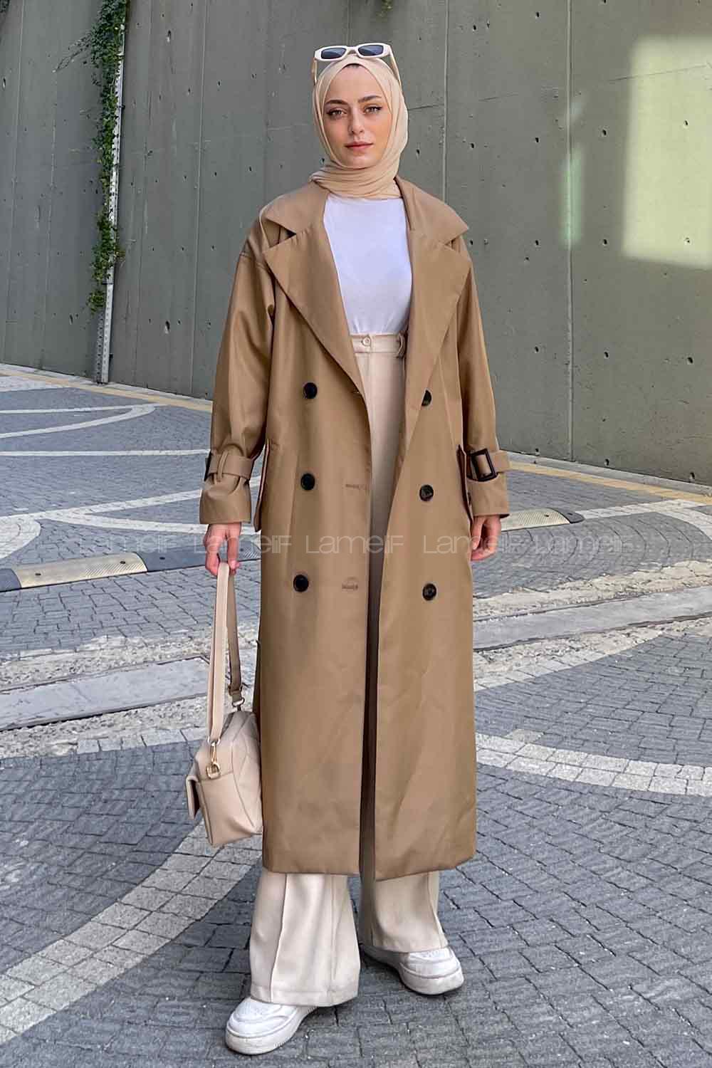 Lamelif Alessi Önü Düğmeli Trençkot Soft Kahve