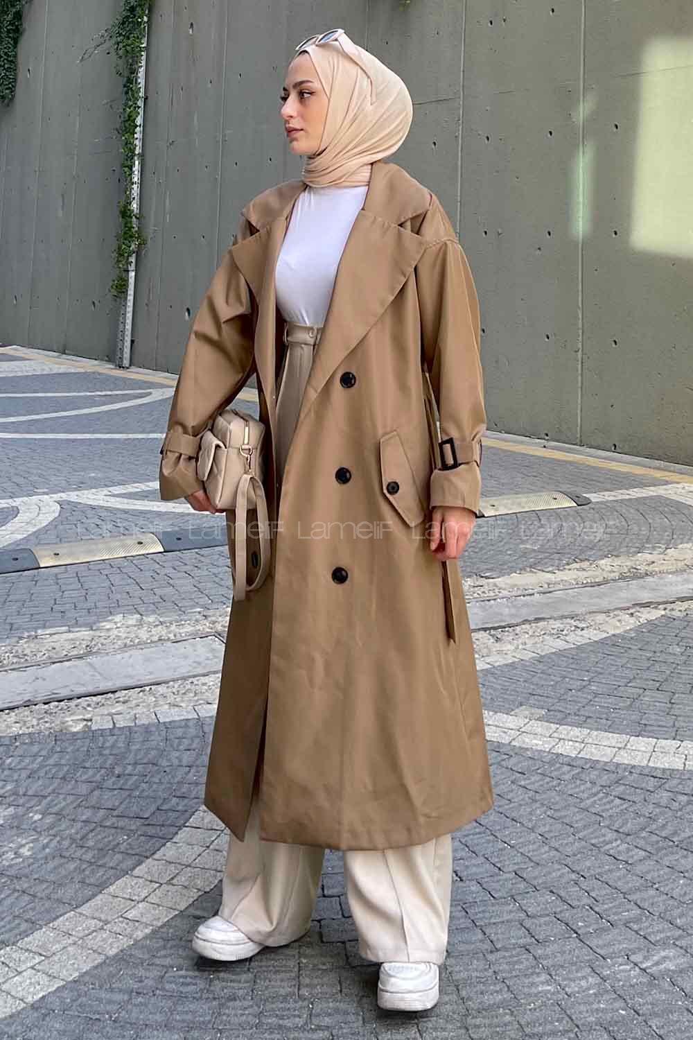 Lamelif Alessi Önü Düğmeli Trençkot Soft Kahve