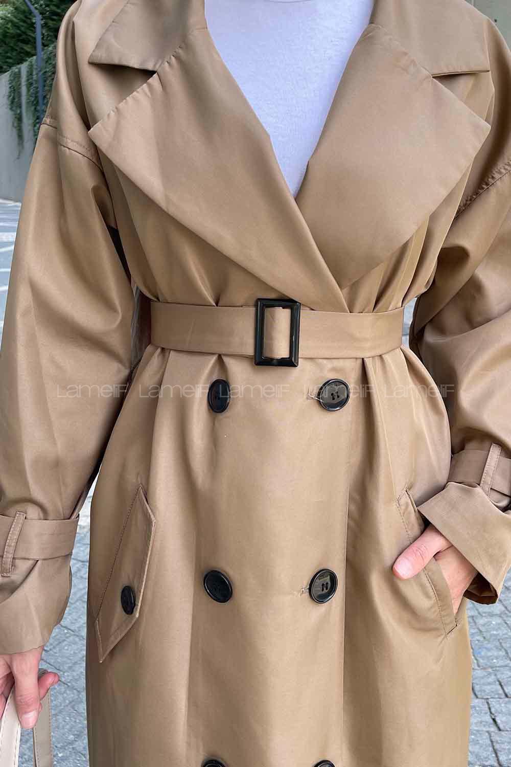 Lamelif Alessi Önü Düğmeli Trençkot Soft Kahve