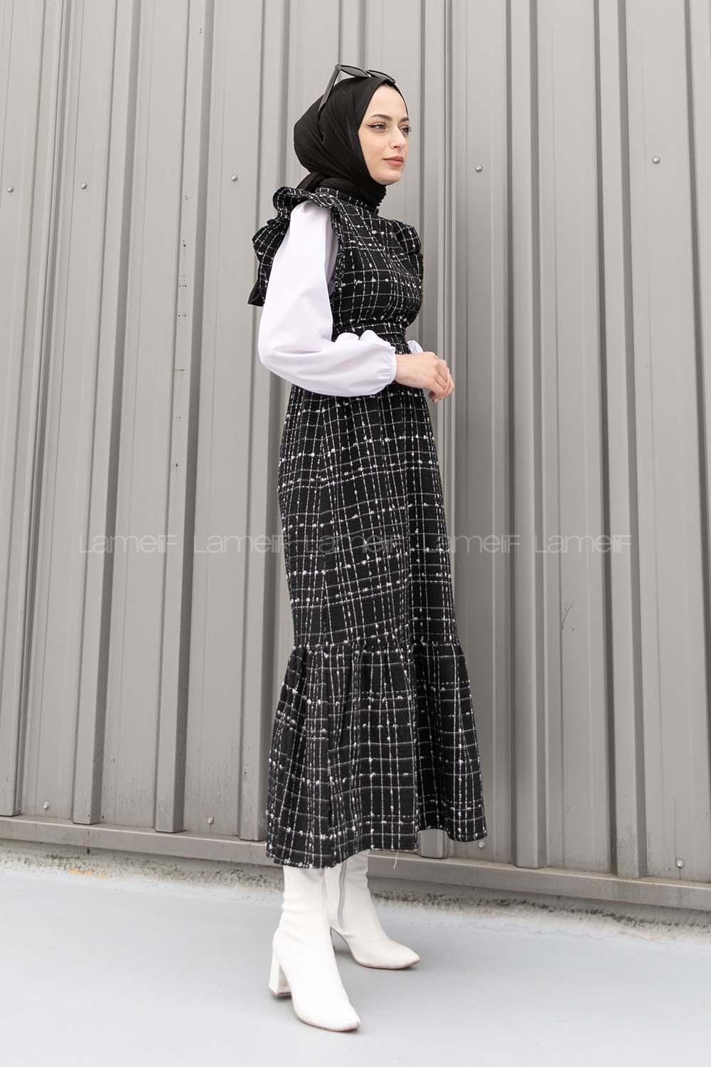 Lamelif Javed  Sıfır Kol Detaylı Elbise Siyah