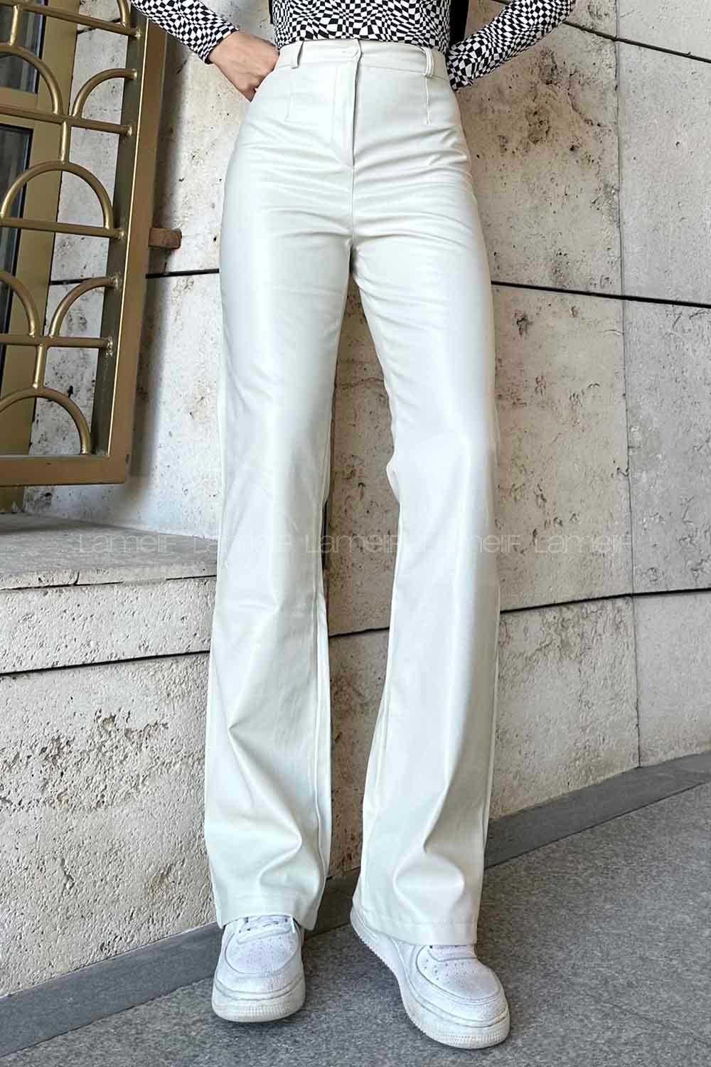 Modalamelif Marino Yüksek Bel Flare Paça Suni Deri Pantolon Taş