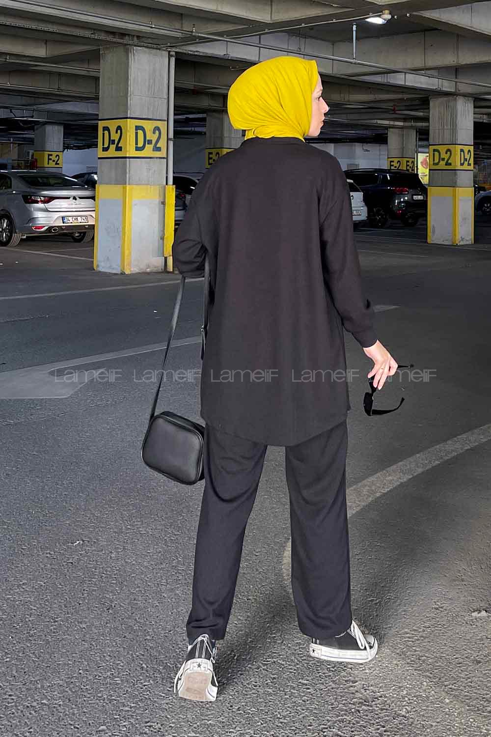 Black Shirt Collar Long Arm Without Accessories Cotton Fabric Regular Trousers Comfortable Suit