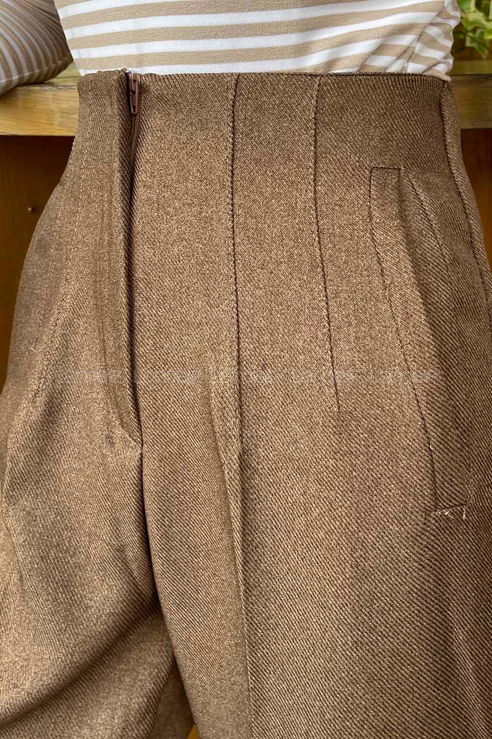 Soft Brown Cotton Fabric High Waist Comfortable Pants