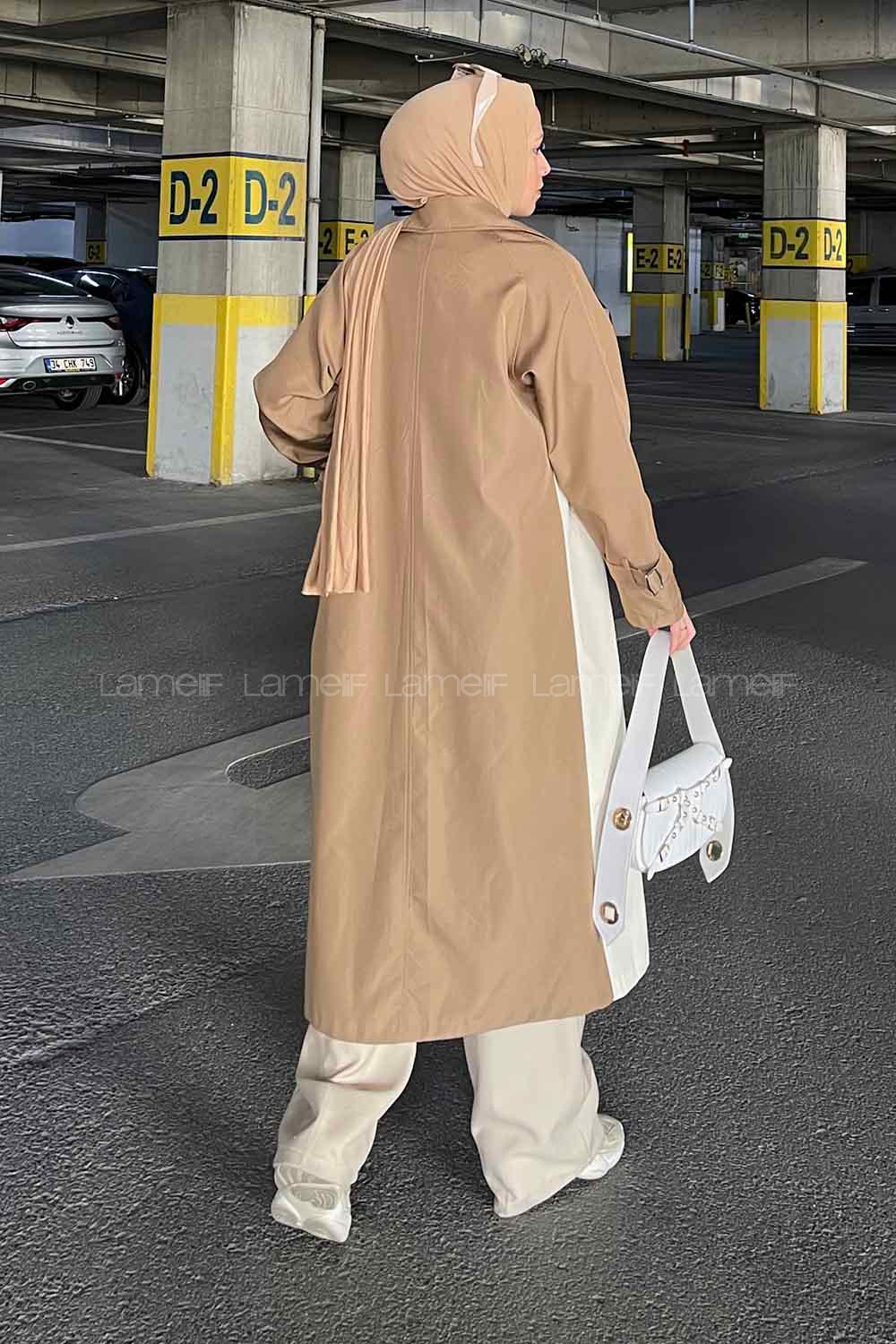 Lamelif Retrica İki Renk Trençkot  Vizonrengi