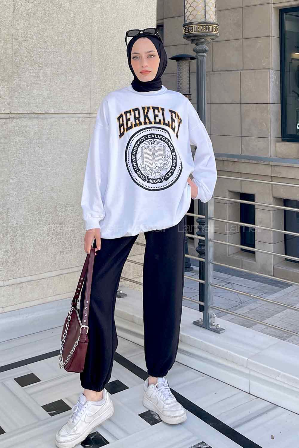 White Medium Crew Neck Long Arm Printed Sweatshirt