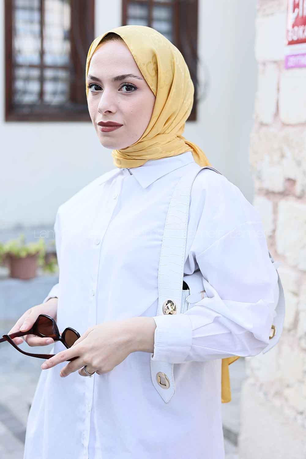 Lamelif G Desen Jakar Serisi Şal Sarı
