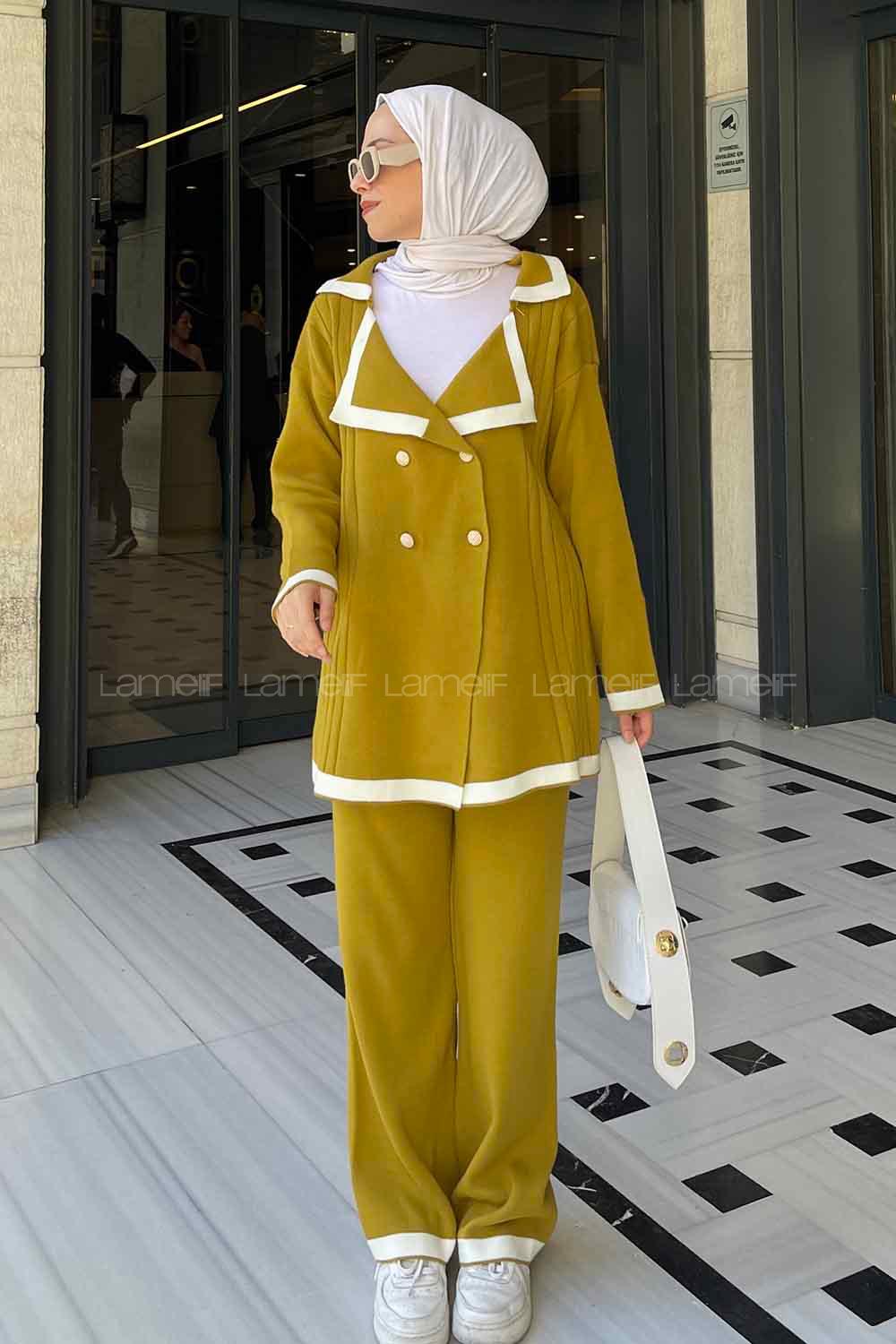 Oil Green Lower Crew Neck Knitwear Suit