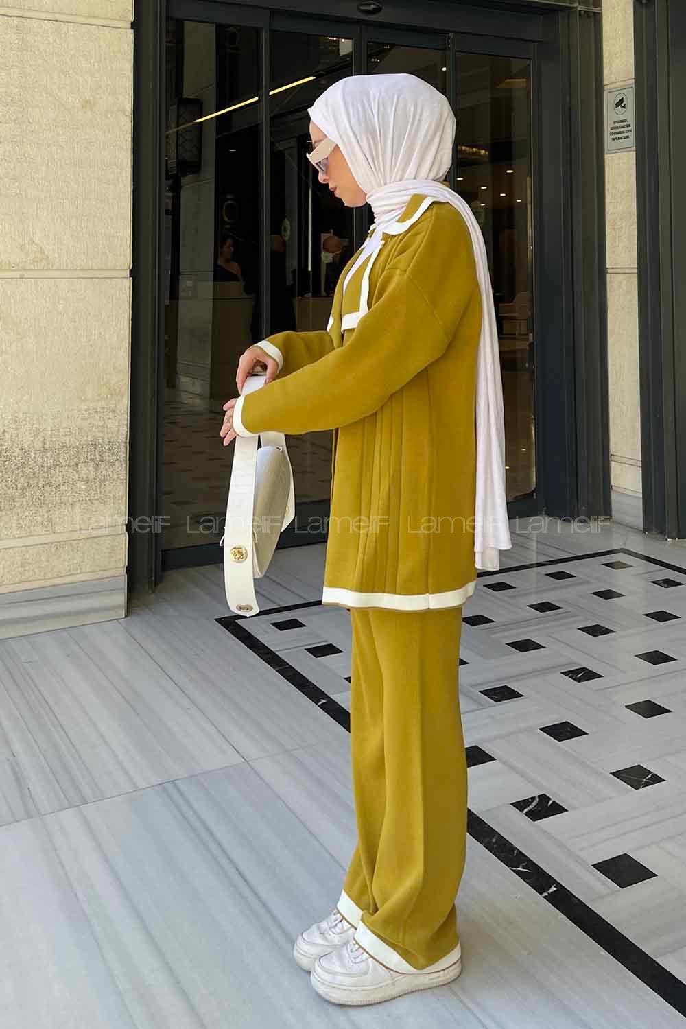 Oil Green Lower Crew Neck Knitwear Suit