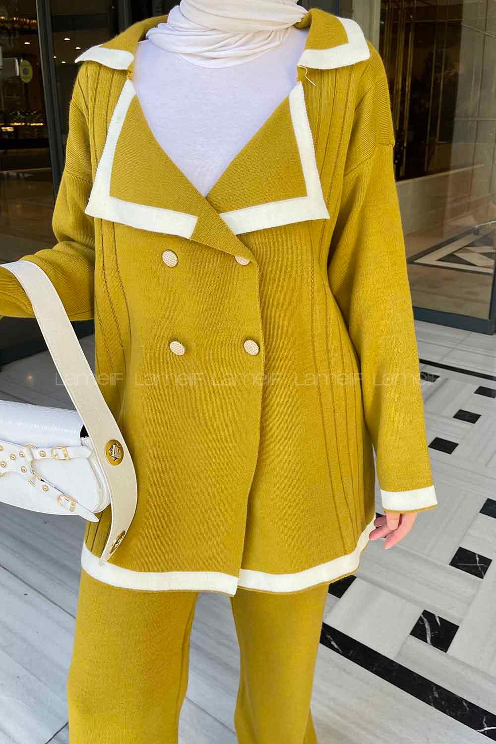 Oil Green Lower Crew Neck Knitwear Suit