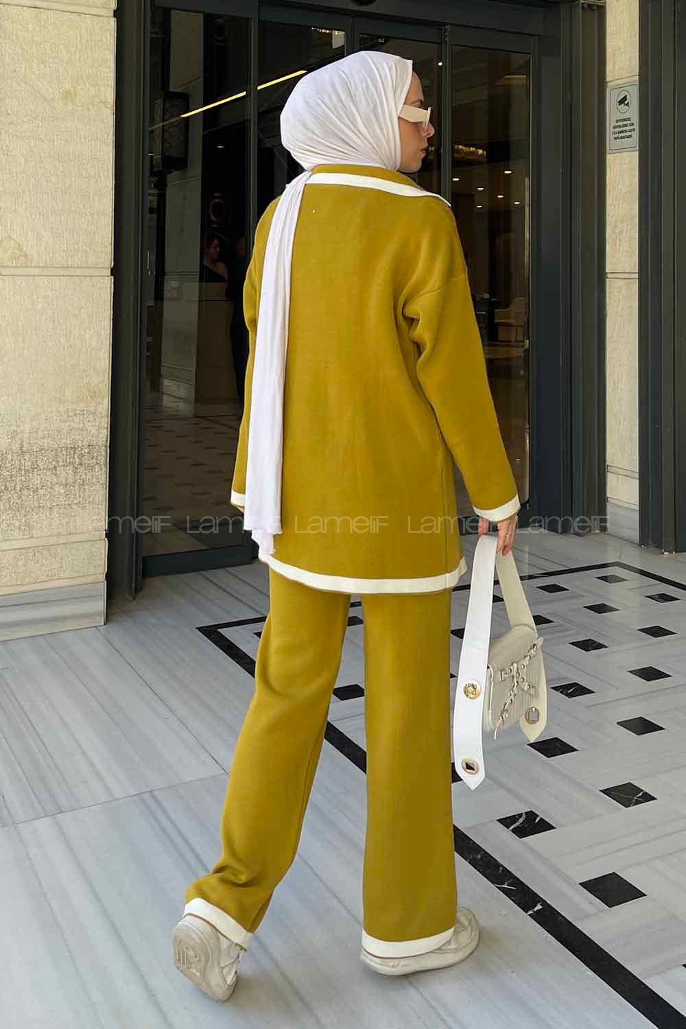 Oil Green Lower Crew Neck Knitwear Suit