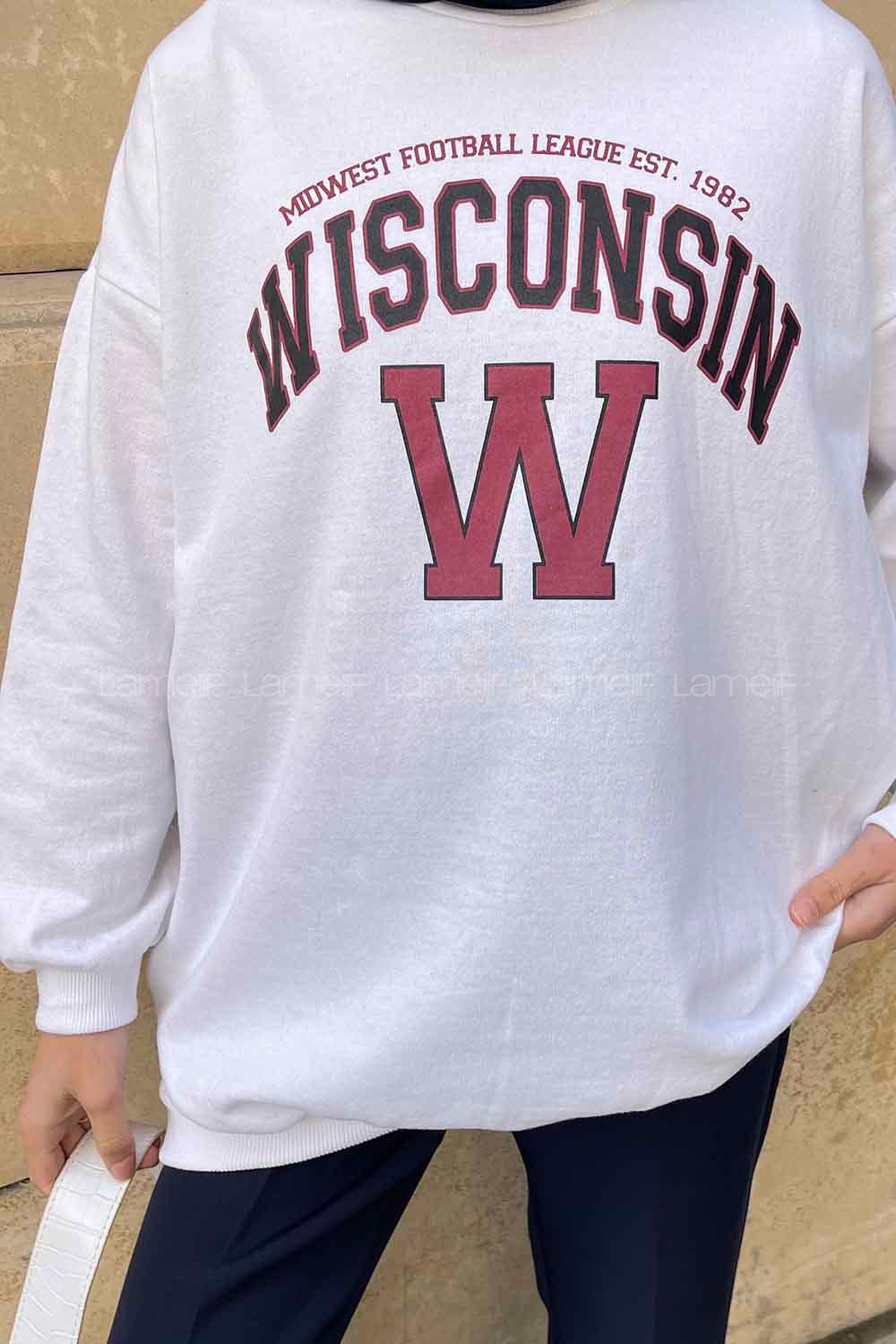 White Crew Neck Long Arm Printed Sweatshirt