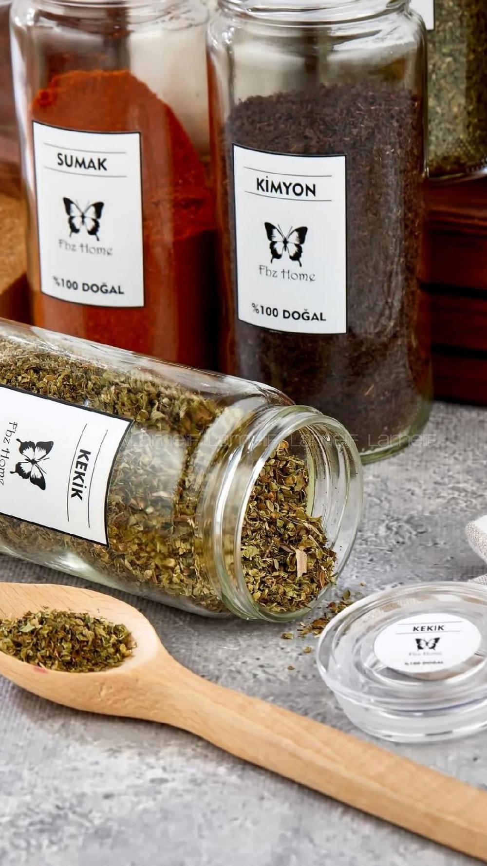 Lamelif 12 Adet Büyük Boy Cam Kavanoz Seti Baharatlık