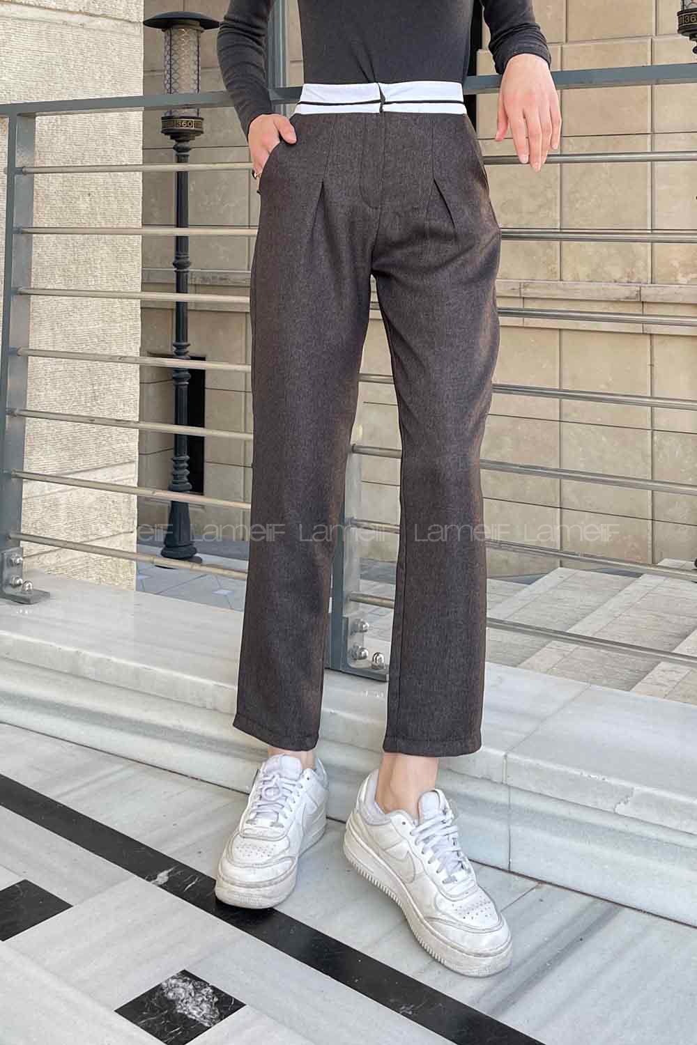 Anthracite Wool High Waist Linen Pants